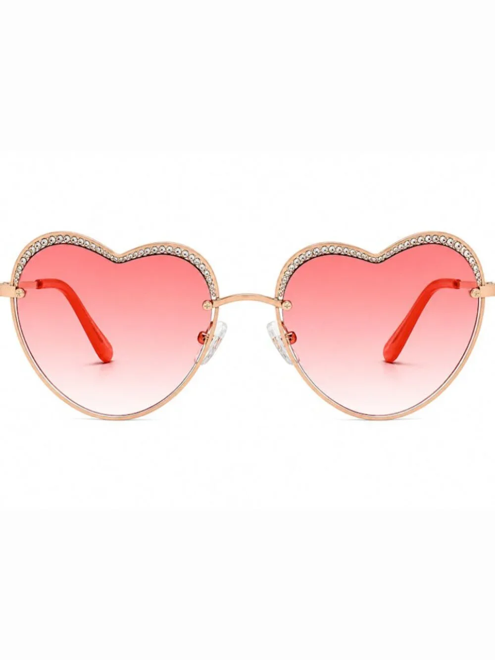 BEBE BBOP-1030CE-718 Women's  Light Gold Heart/Pink Gradient Lenses Sunglasses